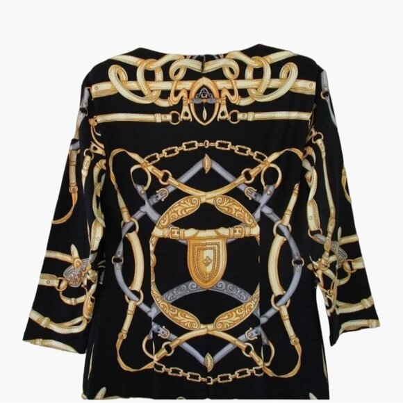 J. McLaughlin Sophia Dress Women's Size Small Black Light Yellow Cheshire Horse - Picture 5 of 9